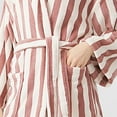 thumbnail image 2 of Maplenight Womens Fuzzy Robes Striped Hooded Loungewear Soft Long Plush Fleece Bathrobes with Pockets, 2 of 5