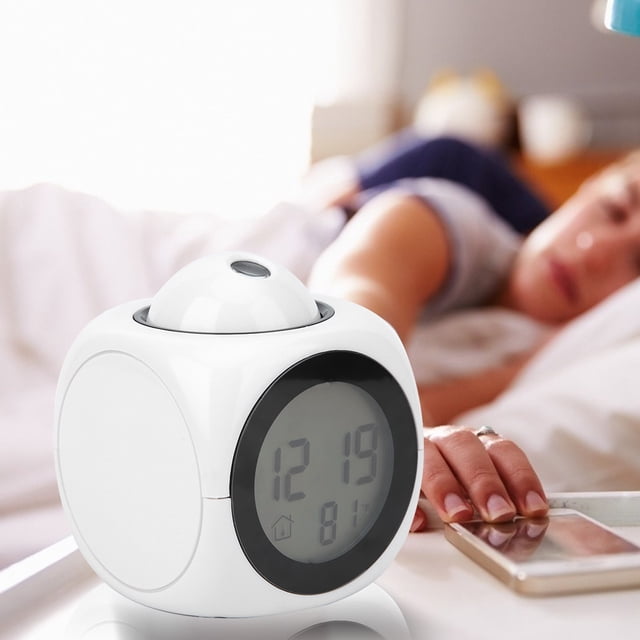 Reloj despertador digital Jadeshay proyección LCD Color Blanco