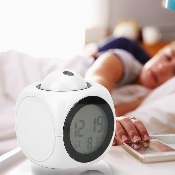 Reloj despertador digital Jadeshay proyección LCD Color Blanco