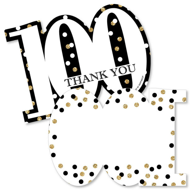 Adult 100th Birthday Gold Shaped Thank You Cards Birthday Party
