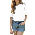 thumbnail image 7 of Endives Women's Short Sleeve T-shirts Crew Neck Drop Shoulder 2D Printed Basic Top Oversized Tee Fashion, 7 of 7
