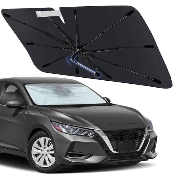 Windshield Sun Shade Umbrella for Nissan Sentra 2013-2024, Foldable Car Sunshade for Front Window with 360° Rotating Shaft, Custom-Fit Parasol para Carro for UV Blocking & Heat Reduction