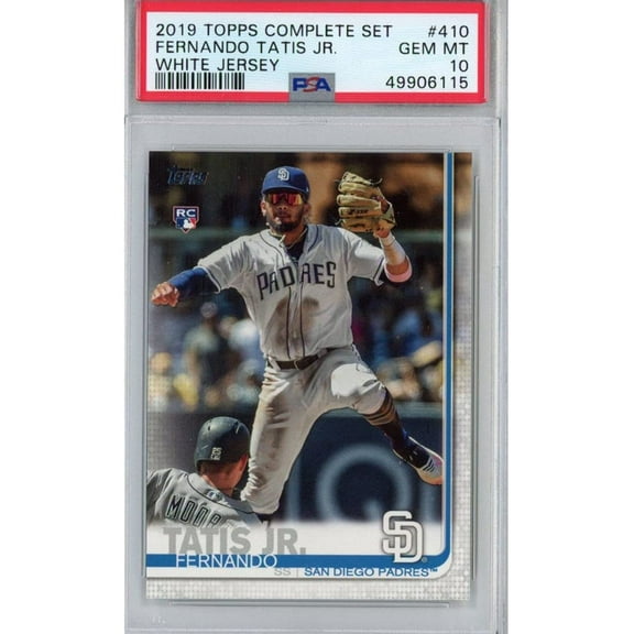 Graded 2019 Topps Complete Set Fernando Tatis Jr. #410 White Jersey Rookie RC Baseball Card PSA 10 Gem Mint