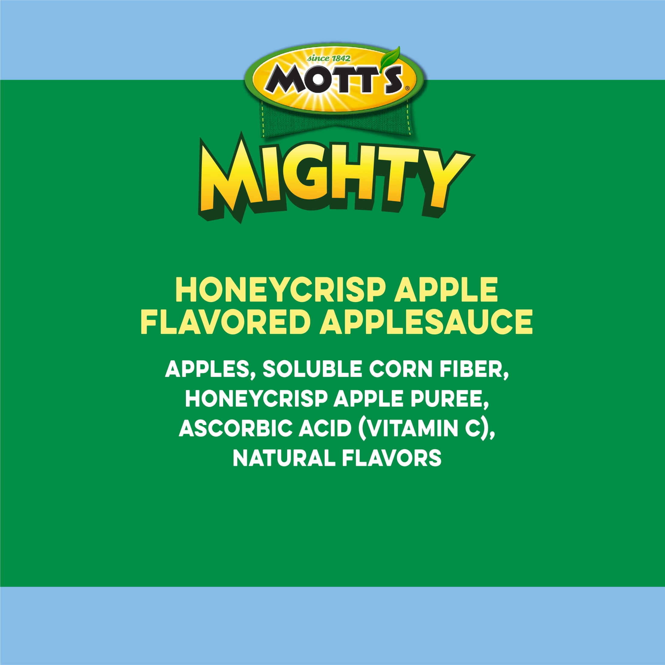 (2 pack) Mott's Mighty No Sugar Added Honeycrisp Applesauce, 3.9 oz, 6 Count Cups