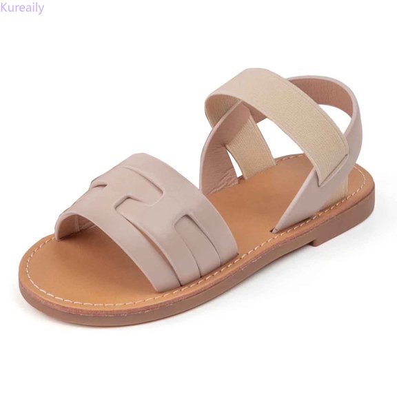 Kureaily Girls Sandals For Toddlers And Kids Breathable Lightweight Casual Outdoor Summer Shoes For Daily Wear School Playground Comfortable Footwear(2 8Y)/ Size 12,6-7 Years(Beige)