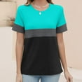thumbnail image 5 of Pincandy Women's Summer Striped Pullover Tops 2025 Trendy Color Block Short Sleeve Tee Shirts Crew Neck Casual Loose Shirts, 5 of 7