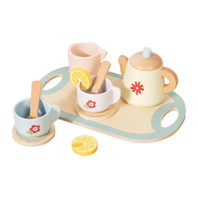 Juego de té para niños, juego de té de , tazas de madera, regalo de cumpleaños, juego de simulación, accesorios de cocina para niñas y niños.