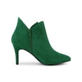 thumbnail image 3 of BLISSFUL STEP Women's Zip Pointed Toe Stiletto Bow Heels Ankle Boots Emerald Green 9, 3 of 7