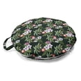 thumbnail image 1 of Tropical Round Floor Cushion with Handle, Pattern of Bouquet with Exotic Flowers Leaves Palms and Flamingos, Decorative Pillow for Living Room & Dorms, 18" Round, Hunter Green Multicolor, by Ambesonne, 1 of 4