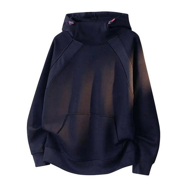 pstuiky camisas de manga larga para hombre, Sudadera deportiva con bolsillo y manga larga de color liso para hombre, estilo moderno, con cuello alto Tops de hombre xxl