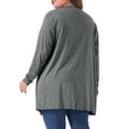 thumbnail image 3 of Agnes Orinda Plus Size Cardigan for Women Long Sleeve Open Front Lightweight High Low Hem Draped Cover Ups 3X Grey, 3 of 6