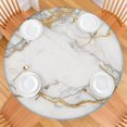 thumbnail image 2 of White Gold Marble Pattern Round Fitted Tablecloth with Elastic Edge,Dining Table Cover Waterproof,Outdoor Round Tablecloth for Camping,Dining,Indoor and Outdoor, 2 of 7