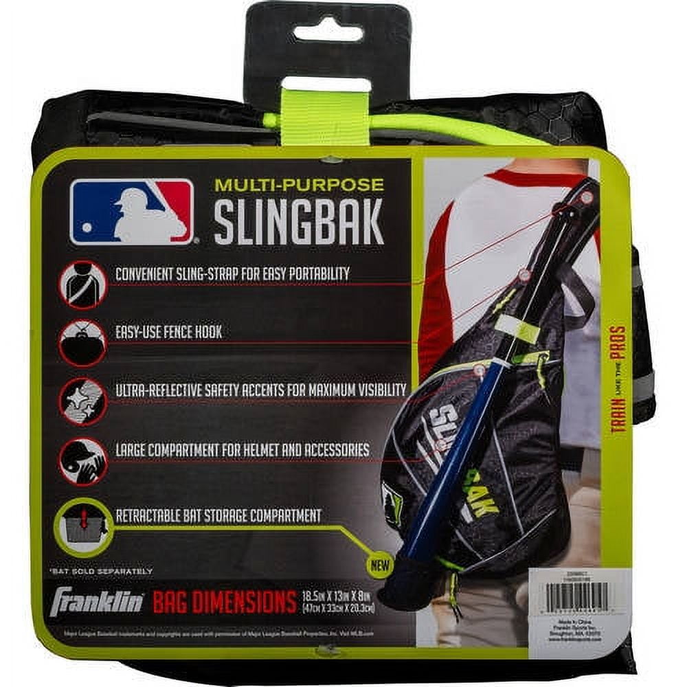 Franklin Sports MLB Slingback Youth Baseball Equipment Bag, Black/Optic Yellow