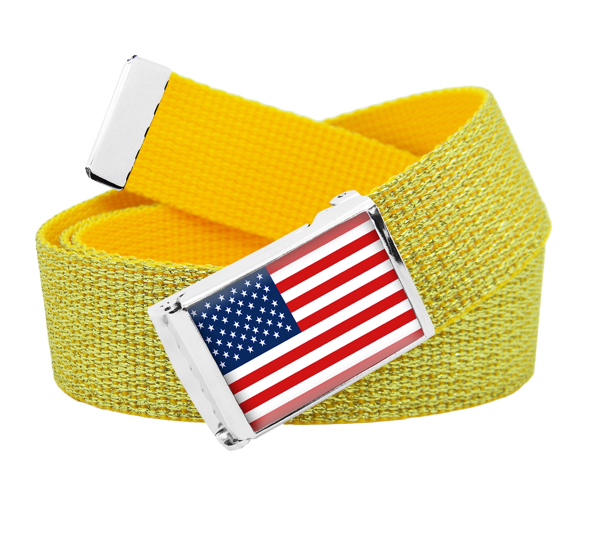 Build A Belt American Flag Flip Top Men's Belt Buckle with Canvas 