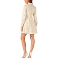 thumbnail image 4 of INSPIRE CHIC Women's Dress Long Sleeves Turn Down Collar Button Floral Mini Shirt Dress Beige S, 4 of 6