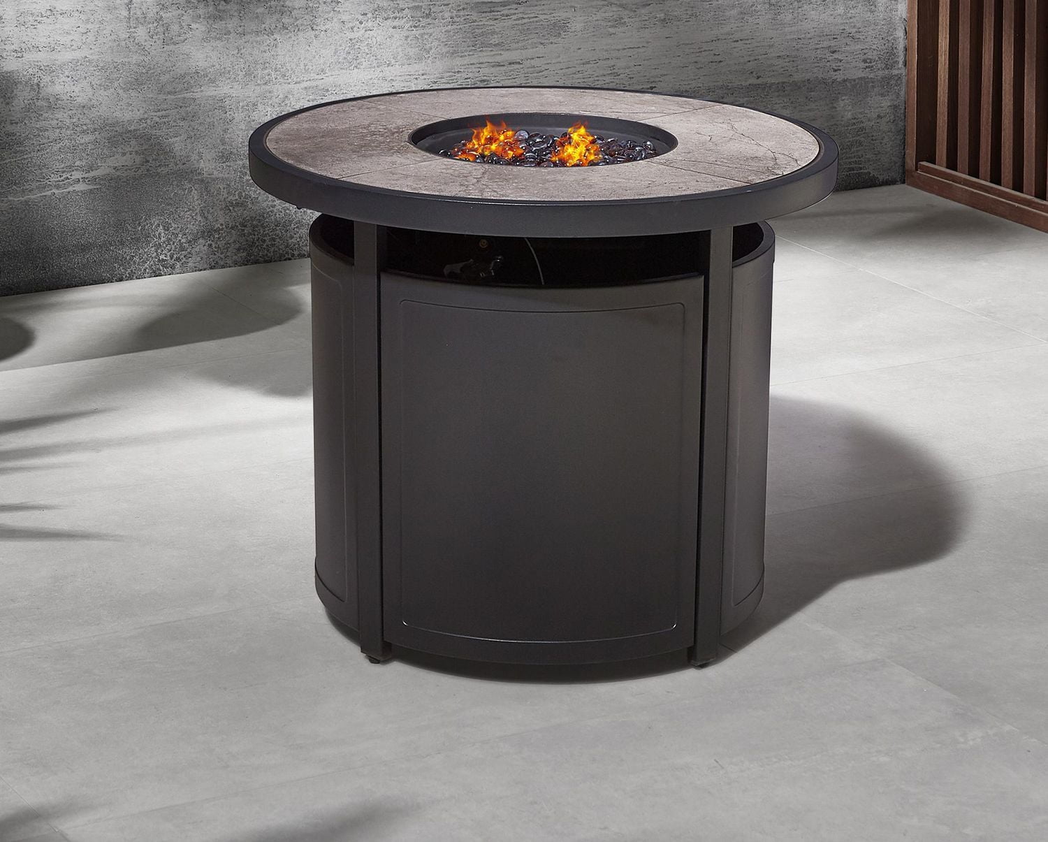 hometrends 30 in. Round Steel Fire Table, All-weather design