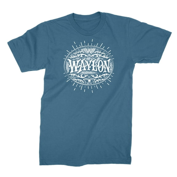 Waylon Jennings Men's Buckle Logo T-Shirt Blue S