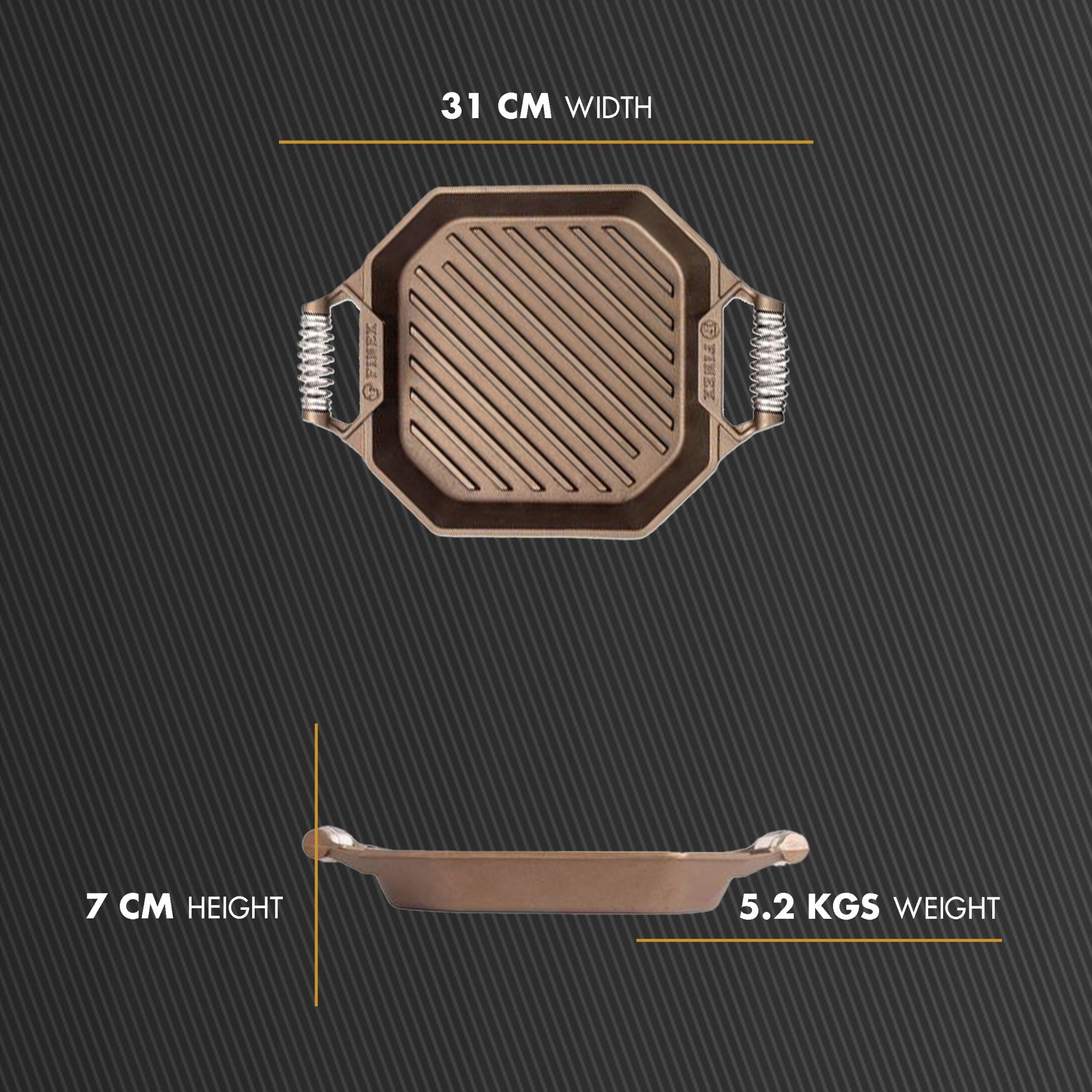 FINEX 12" Cast Iron Grill Pan - Grill Pans with Superior Heat Distribution - Near Non-Stick for Easy Cleaning - Cast Iron Grill Pan - For Indoor & Outdoor Grilling - Pre-Seasoned with Flaxseed Oil