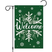 SM-XLHN Christmas Winter Welcome Garden Flag 12x18 Inch Double Sided Burlap, Snowflake Yard Flags for Holiday Xmas Yard Outdoor Decoration(ONLY FLAG)