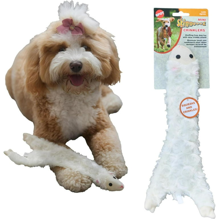 SPOT Skinneeez Crinklers Lamb Dog Toy, 14in Crinkle Dog Toy with