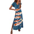 thumbnail image 1 of Vestido de Verano Largo para las Mujeres, Primavera Y Verano Cuello en V, Vestido de Manga Corta Casual Sólido, 1 of 3