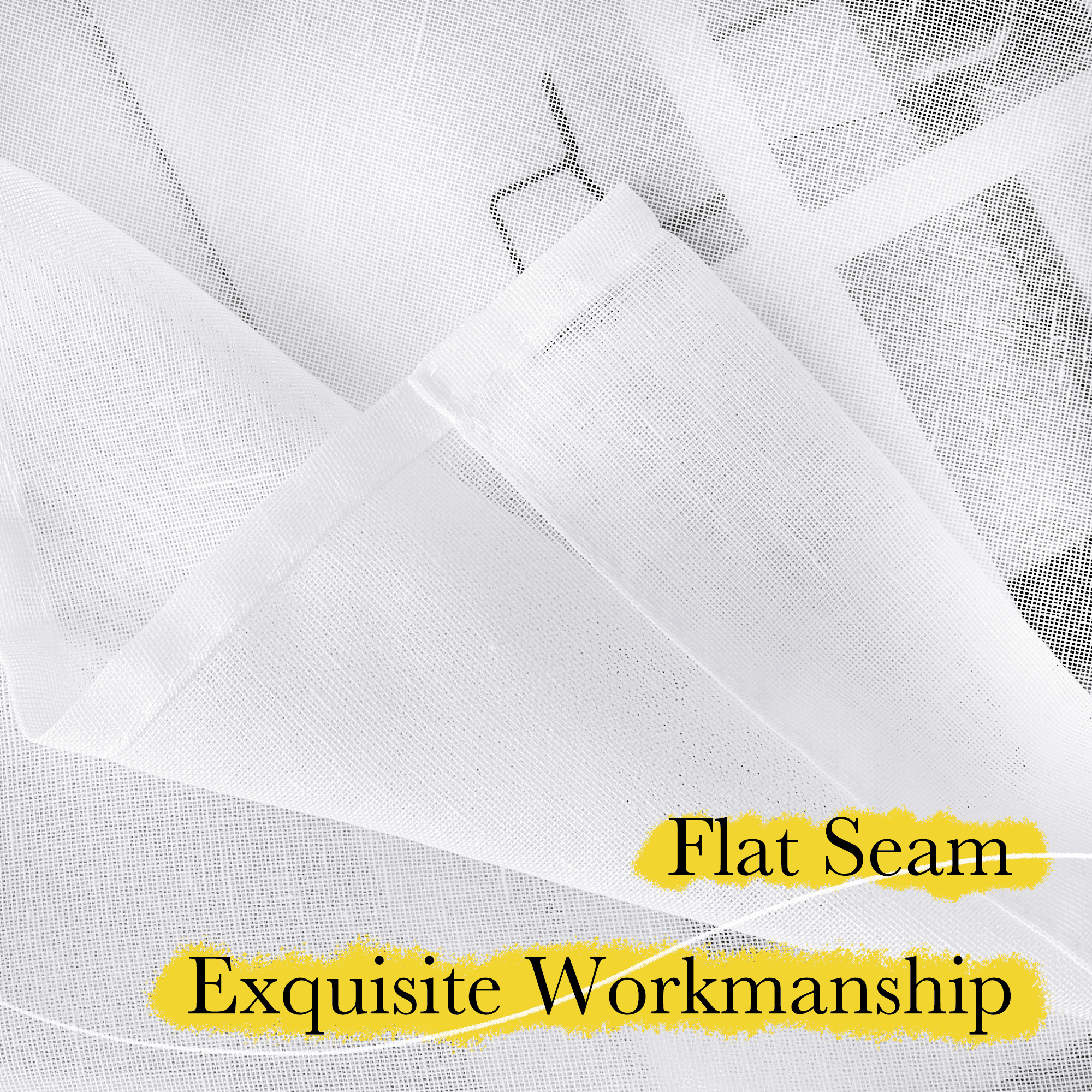 NICETOWN White Linen Sheer Curtains for Living Room, Rod Pocket Semitransparent Balance Privacy & Light Filtering Vertical Sheer Flax Drapes, 52"x84", 2 Panels