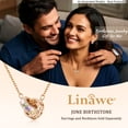 thumbnail image 6 of Linawe Rhinestone Pendant Necklace for Women, Hypoallergenic Stainless Steel Chain Double Circle Necklace, Interlocking Rose Gold Necklaces Moissanite Diamond Crystal Jewelry, 6 of 7