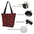 thumbnail image 5 of Vsdgher Red Skulls print Reusable Shopping Grocery Bags for Women Shopping with Pouch Foldable Pouch Lightweight Polyester Fabric, 5 of 6