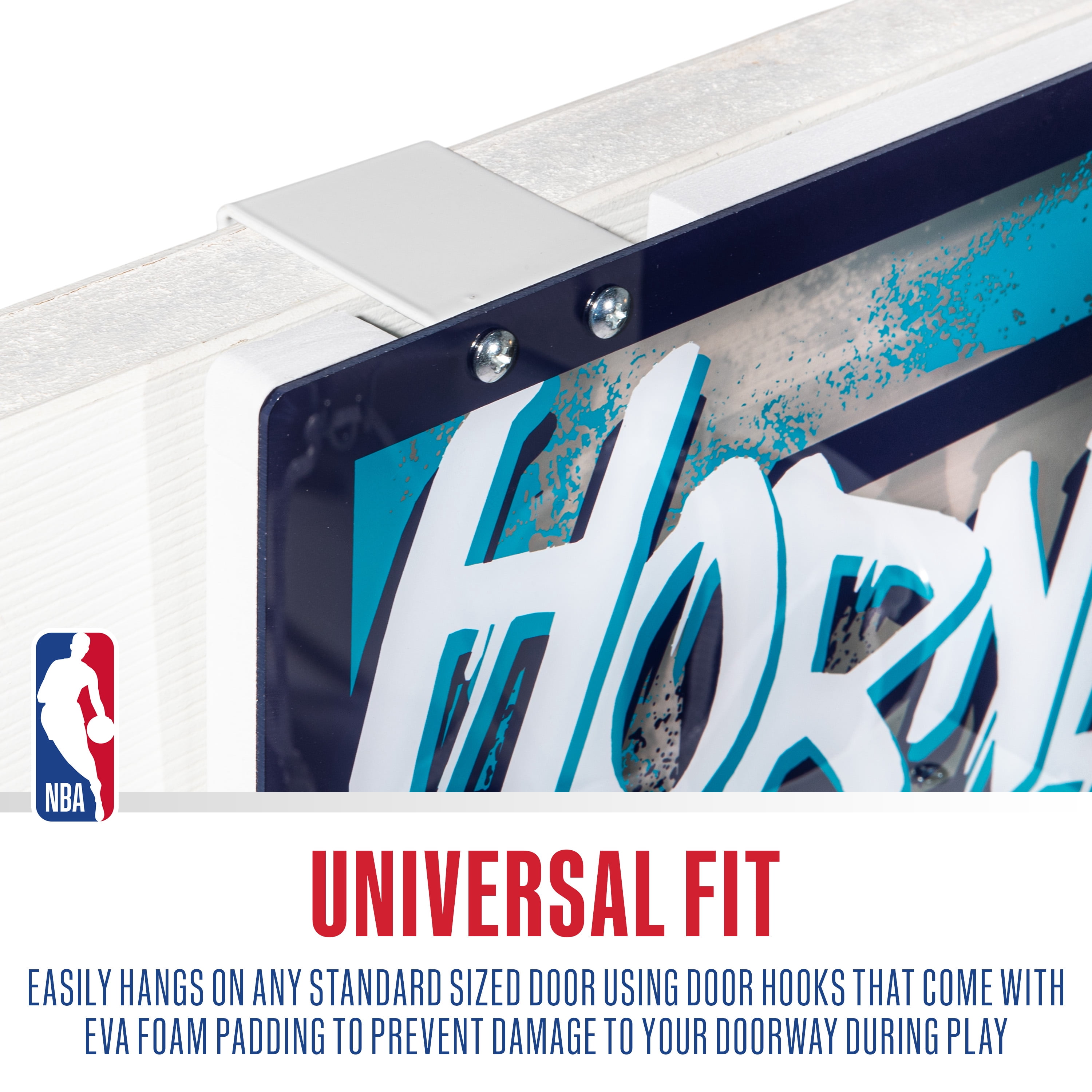 Franklin Sports NBA Charlotte Hornets Over the Door Basketball Hoop - Kids Indoor Basketball Hoop with Mini Basketball - NBA Fan Shop Mini Hoop for Bedroom + Office - Over the Door Mini Hoop Set