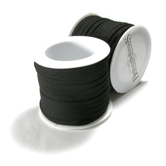BdBeads Black Faux Suede Leather Flat Cording, 3mm Wide, 15 Foot Spool, 20 Pound Test, for Jewelry Making and Crafts