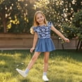 thumbnail image 7 of hengsof Girls' Sweet Ruffled Short Sleeve Shirts Kids Fashionable Printing Crew Neck Tops Comfortable Casual Summer T-Shirts, 7 of 7