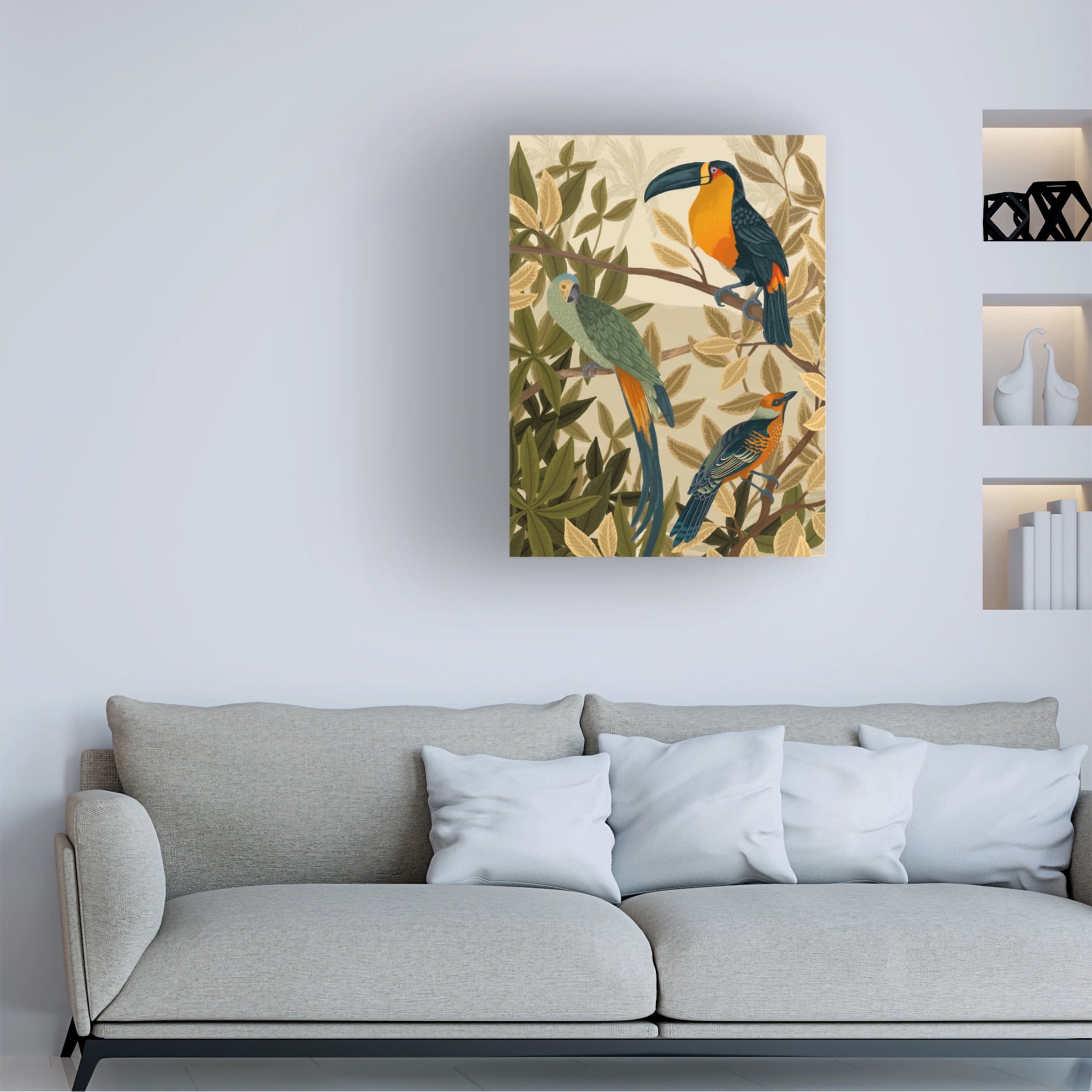 Trademark Fine Art Goed Blauw  Paradise Birds Canvas Wall Art