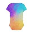 thumbnail image 5 of Women's Tops Dressy Casual 1/4 Button up Blouse Vintage Tie Dye Short Sleeve Tunic Tops Loose Fit Flowy Summer Clothes for Teen Girls Fashion 2024 Henley Neck Flowy Shirts Multicolor T Shirts L, 5 of 5