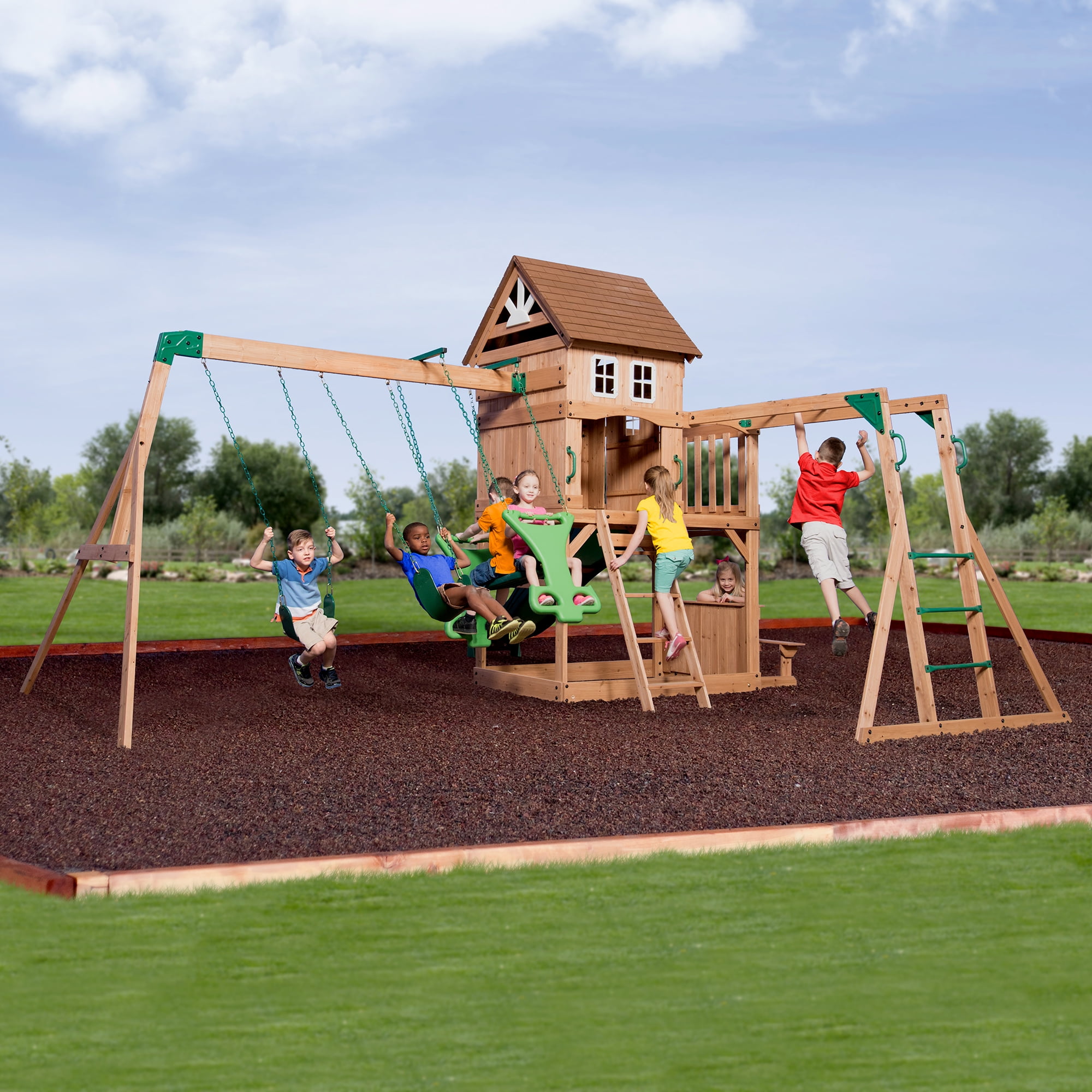 montpelier cedar wooden swing set