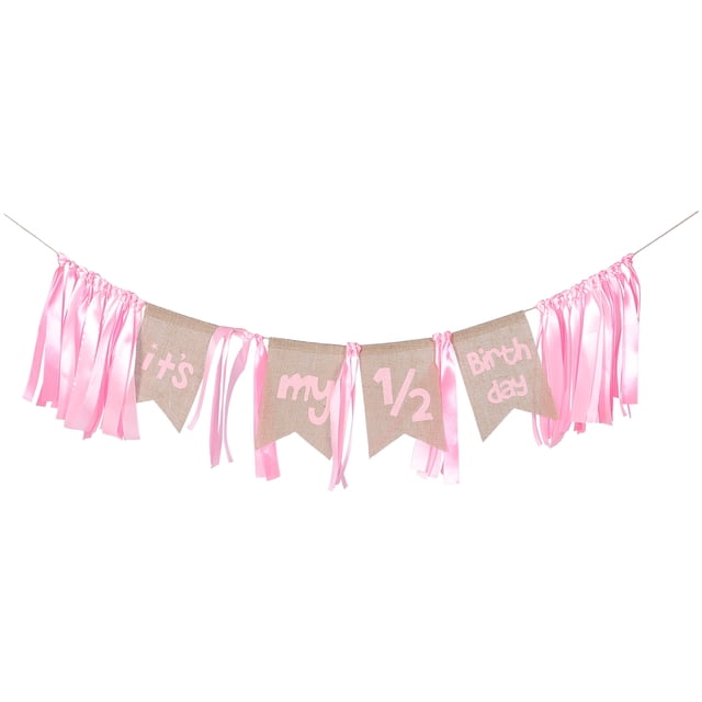 Banner de silla 1/2 Banner de cumpleaños Bandera de cadena de silla Bandera decorativa de fondo Banner Bandera de tracción de cumpleaños