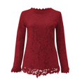 thumbnail image 4 of Women Elegant Casual Shirts Long Sleeve Lace Blouses Boho Floral Crochet Tops Plus Size Crewneck Dressy Tunic Dressy Lightweight Comfy Outfits Going Out Tops Ladies Fashion Trendy, 4 of 5