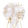 thumbnail image 1 of Uxcell 5Pcs 8" Lazos grandes de organza con borde dorado para envolver regalos de coche en blanco, 1 of 6