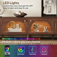 thumbnail image 4 of PORKISS LED TV Stand for 80 Inch TV, Entertainment Center with LED Lights and Storage Shelves, Media Console with Glass Transparent Board for Living Room, Dark Brown, 4 of 10