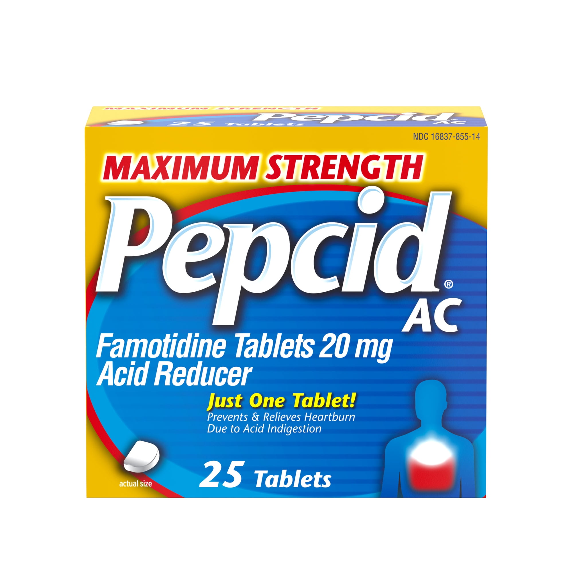 Pepcid AC Maximum Strength Heartburn Medicine, Famotidine, 25 Count