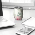 thumbnail image 3 of Floral 12oz Stainless Steel Insulated Wine Tumbler with Lid and Straw – Double Wall Vacuum Mug for Hot & Cold Drinks, 304 Steel Interior, Sweat-Free Design,Thanksgiving,Christmas, Spring,Flower, 3 of 5