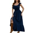 thumbnail image 2 of Youyipin Womens Summer Dresses Sleeveless Boho Ruffle Square Neck Tie Back Casual Backless Flowy Midi Dress Summer Dresses For Women 2025, 2 of 7