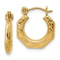 thumbnail image 5 of 14K Yellow Gold Polished Patterned Hollow Hoop Earrings, 5 of 6