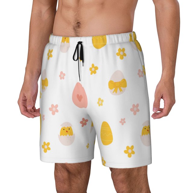 Lsque Funny Chicken Pattern Mens Swim Trunks- Bathing Suit Compression Liner - Beach Swim Shorts Swimwear - (S-3XL) - Stretch Quick Dry-X-Large