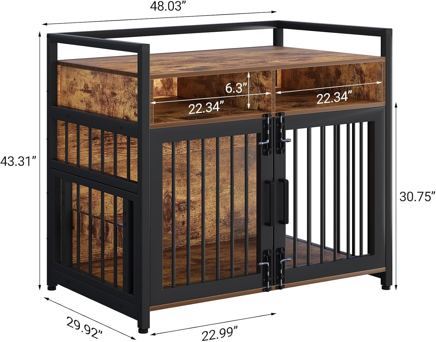 NEILA Dog Crate Furniture,41 Inch Heavy Duty Dog Kennel with 2 Drawers End Table, Wooden Dog Cage Indoor Dog House Pet Crate Table with 360°and Adjustable Raised Feeder 41inch