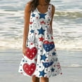 thumbnail image 2 of ibuvkizy Sundresses for Women 2025,4th of July Dress Women Casual Patriotic Midi Dress Red White and Blue Pattern Crewneck Dresses Sleeveless Breathable Tunic Dress White L, 2 of 5