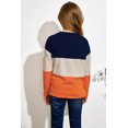 thumbnail image 1 of POGLIP Women's Orange Colorblock Kids Long Sleeve Top, 1 of 6