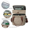 thumbnail image 4 of Insulated Lunch Bag Lunch Box Expandable Double Deck Cooler Bag Leakproof Side Tissue Pocket, Adjustable Shoulder Strap for Picnic Camping Hiking School Work, Khaki, 4 of 7