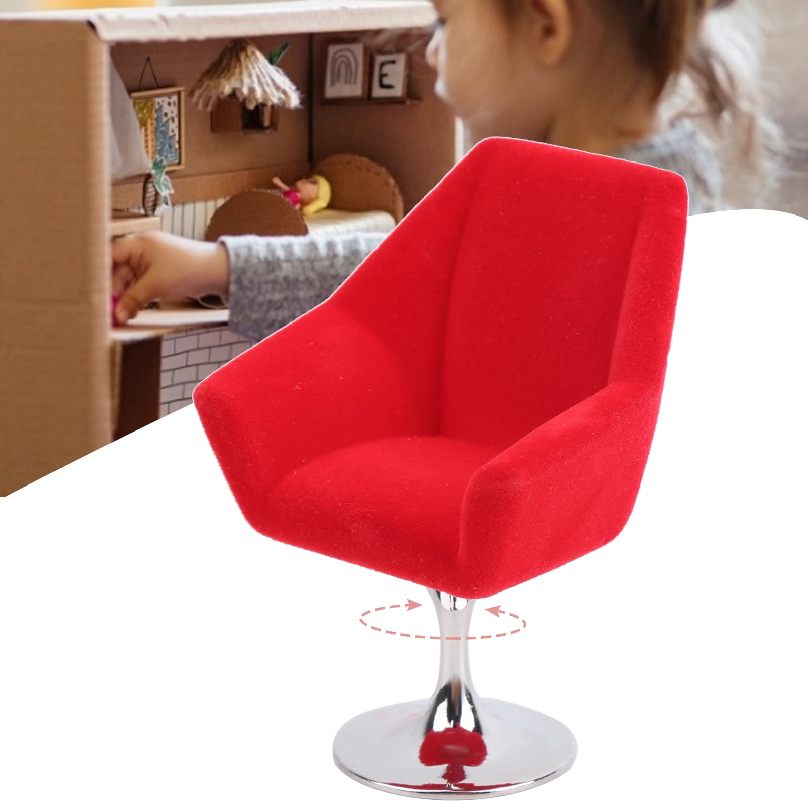 LYUMO Mini Furniture Armchair 112 Miniature Doll House Rotate Chair Doll House Decor