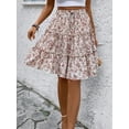 thumbnail image 6 of Women'S Floral Print Ruffle Hem Elastic High Waist Tie Front Skirt, 6 of 9