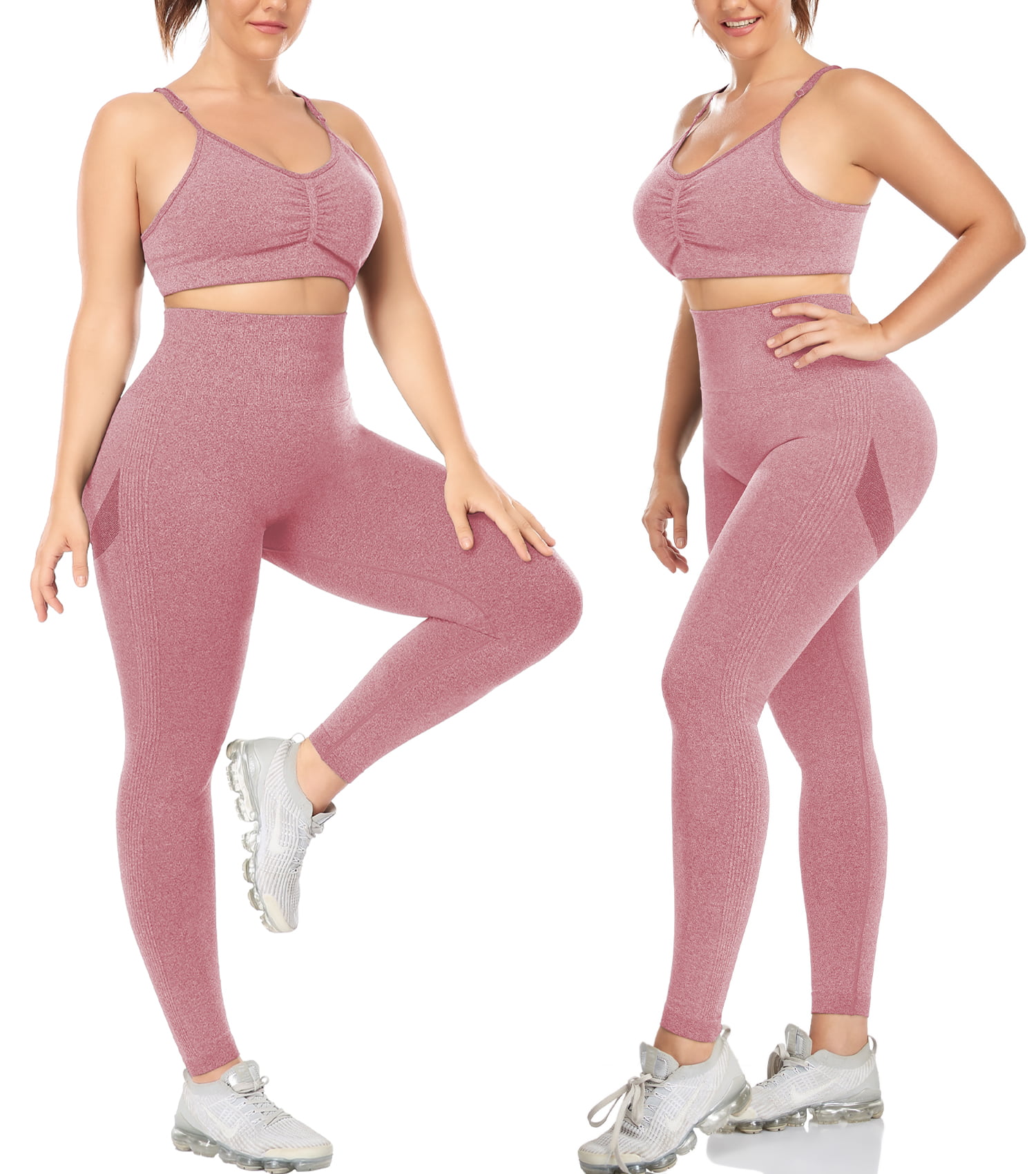 Women's Workout Sets 2 Piece Color Gradient Clothing Suit Black Pink  Spandex Yoga Fitness Gym Workout Tummy Control Butt Lift Breathable  Sleeveless Sp